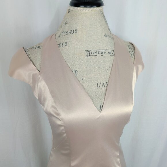 Black Halo Champagne Dress 6 Sheath Satin - Picture 2 of 12